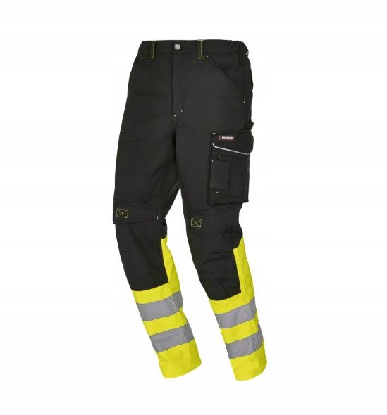 Spodnie robocze męskie Parkside Softshell wodoodporne, czarne, odblaski 56