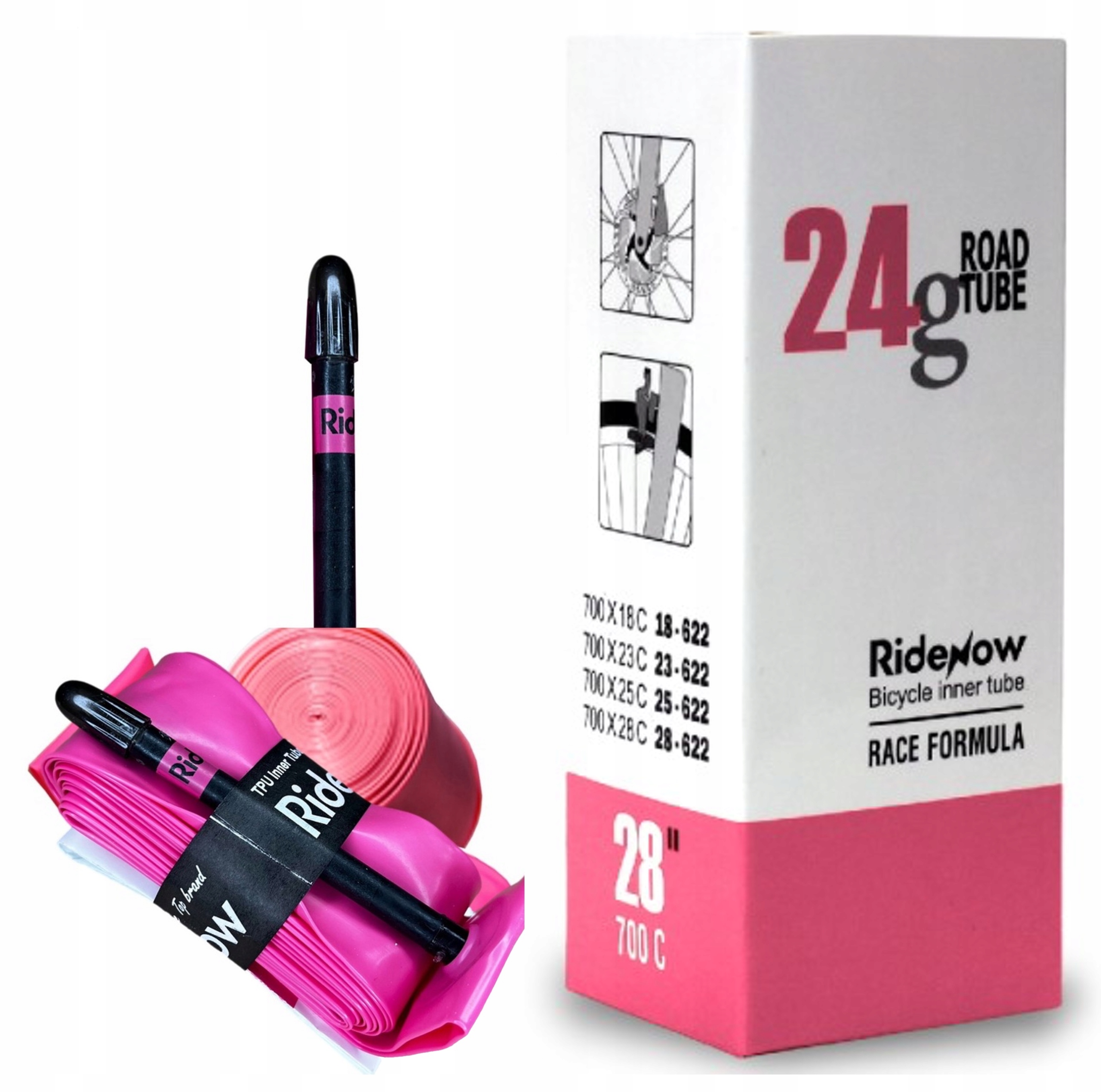 Dętka Tpu Szosowa do 28mm RideNOW Lekka Light 24g Presta 45mm Czarny