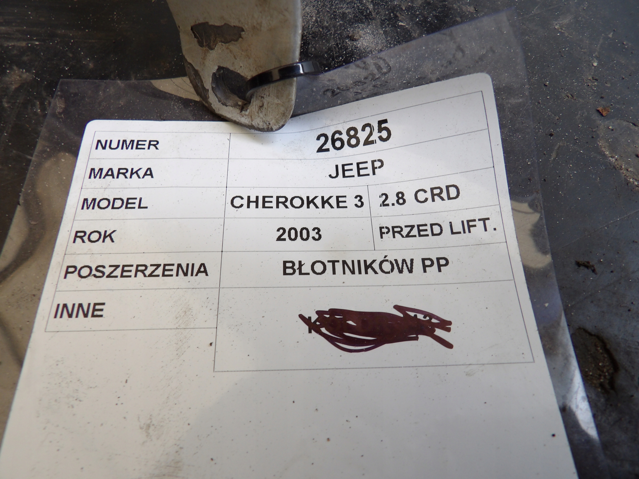 Jeep Cherokee III modanatura parafango Anteriore Destro