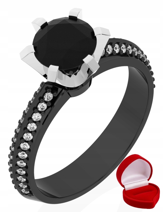 Zlatý Prstýnek 585 14k Brylant Č. 1 ct Černé Zlato R25