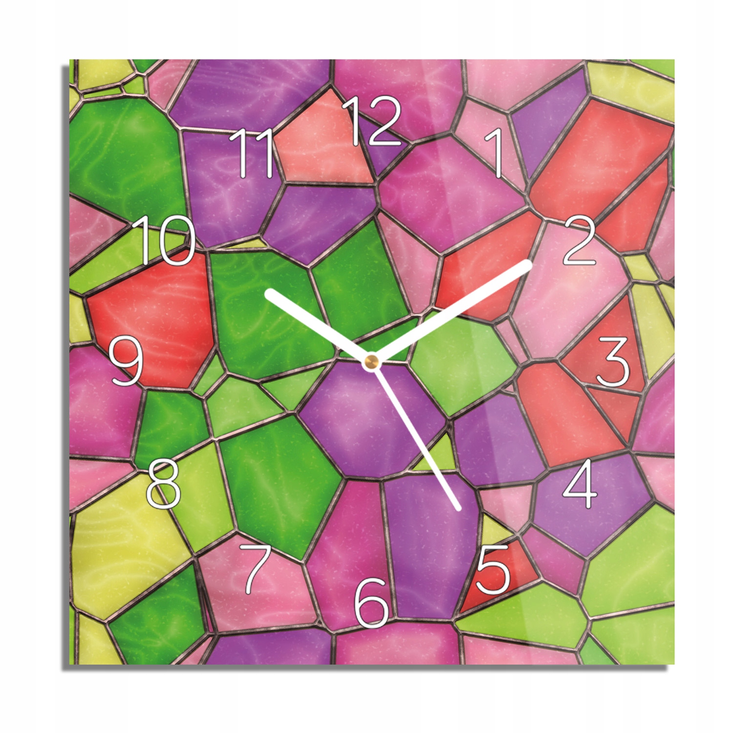 

Mozaika witraż kolor zegar szklany 30x30 na ścianę