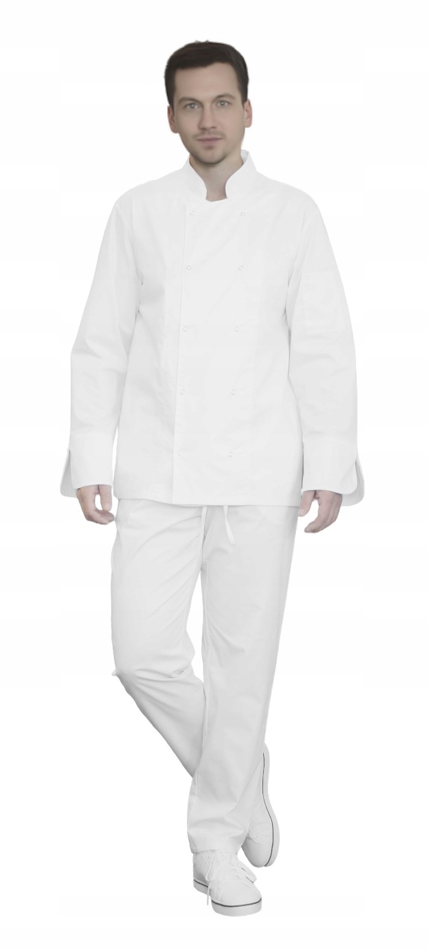 Kuchařská sada elastická mikina na druky a kalhoty, bílá, velikost 3XL