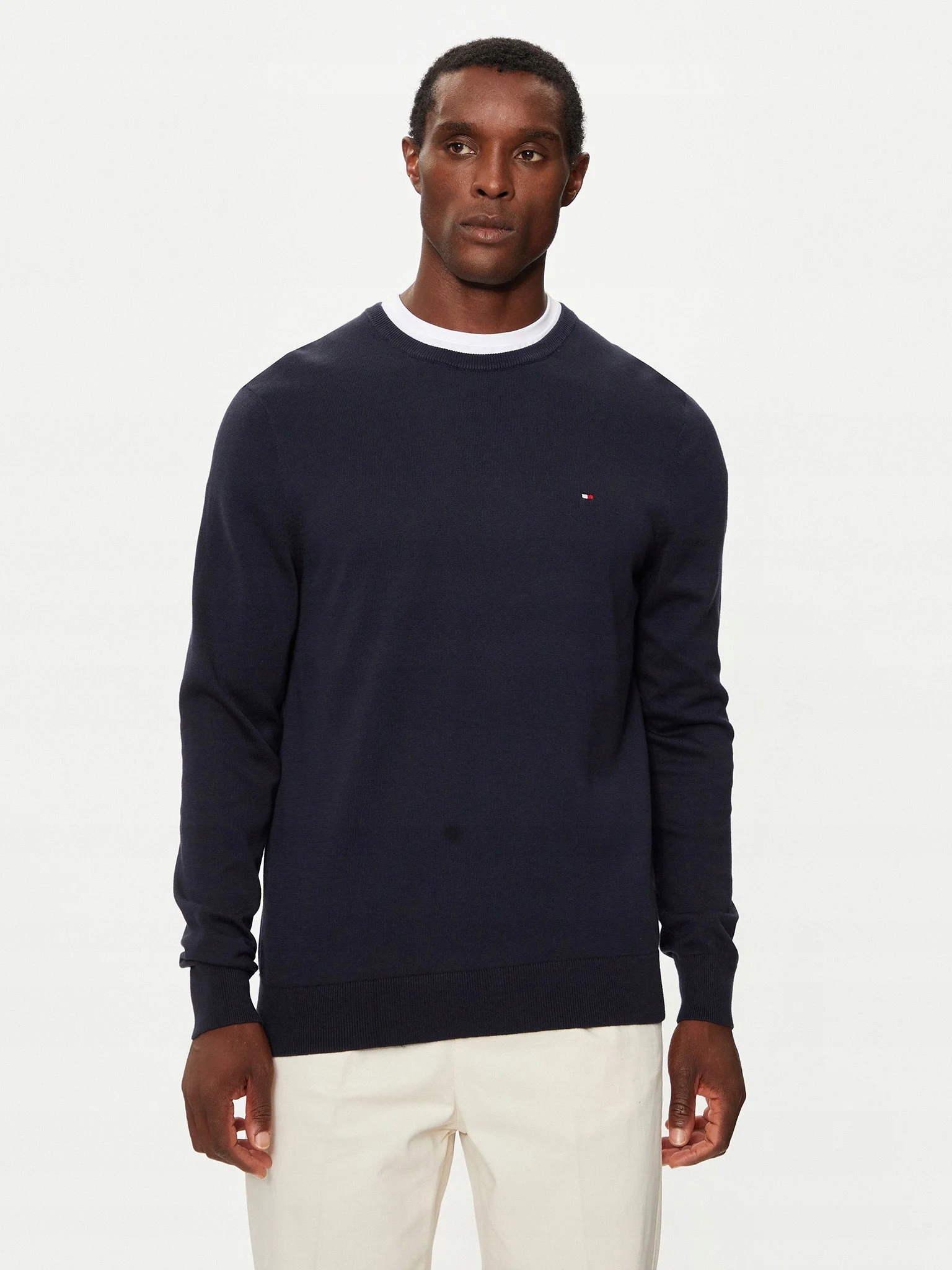 Tommy Hilfiger Pánský Svetr Tmavě Modrý Bavlněný, Velikost 7BA