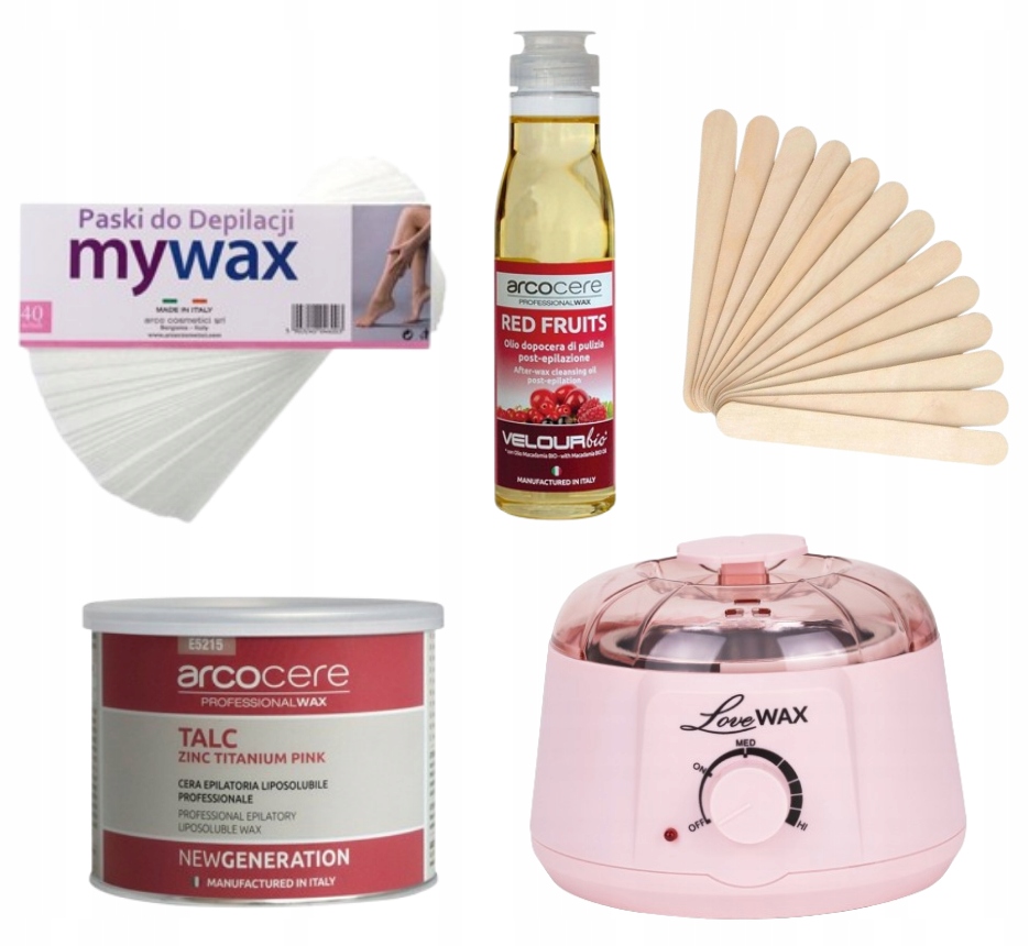 Depilační sada Ohřívač Vosk Růže 400 ml, Proužky, Špachtle, Olej