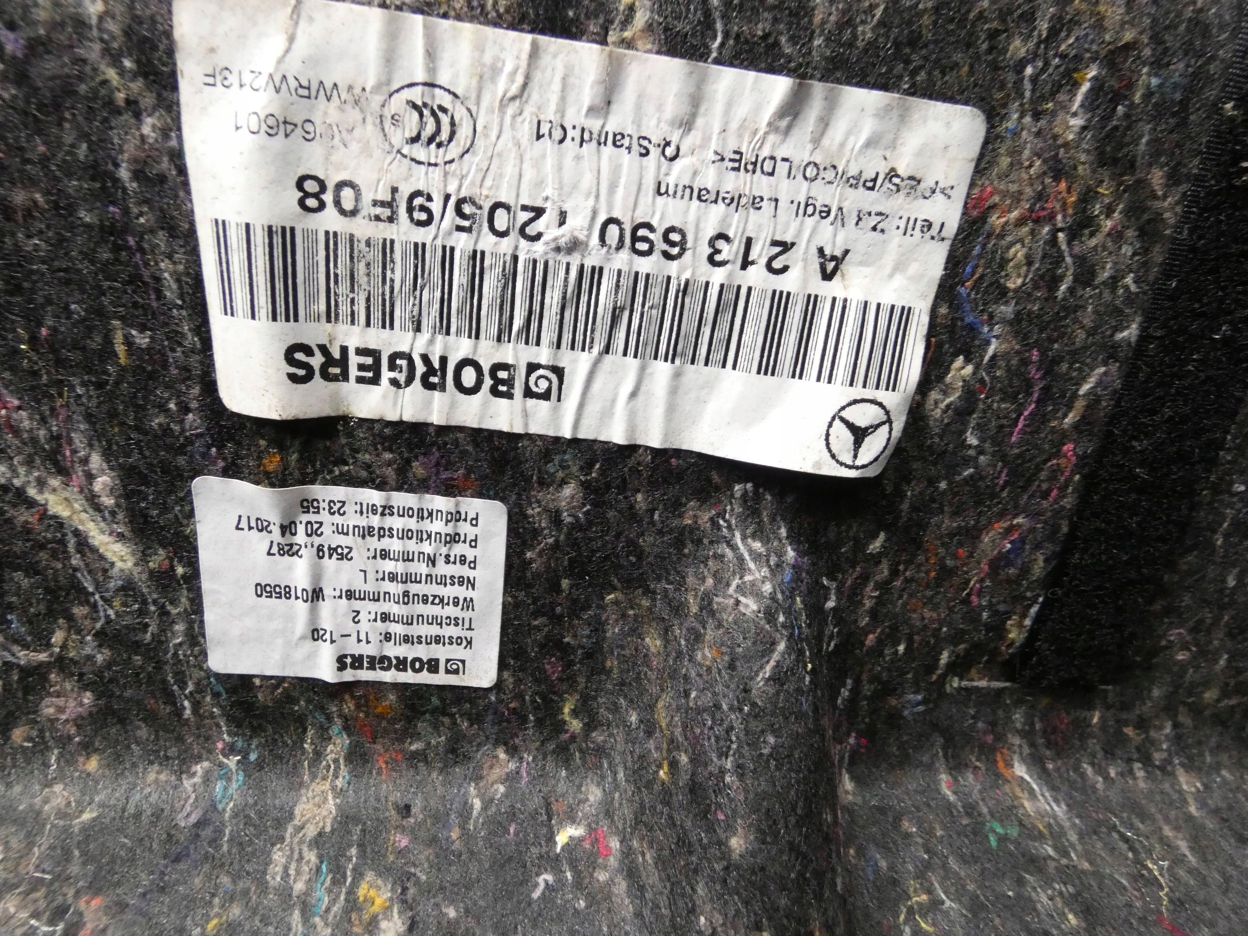 MERCEDES E KLASA W213 sedan mats boot floor WKLAD