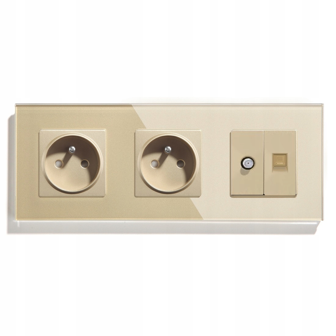 Elektrická Skleněná Zásuvka Trojitá Sat/internet CAT5e 229 mm Kontakt 16A