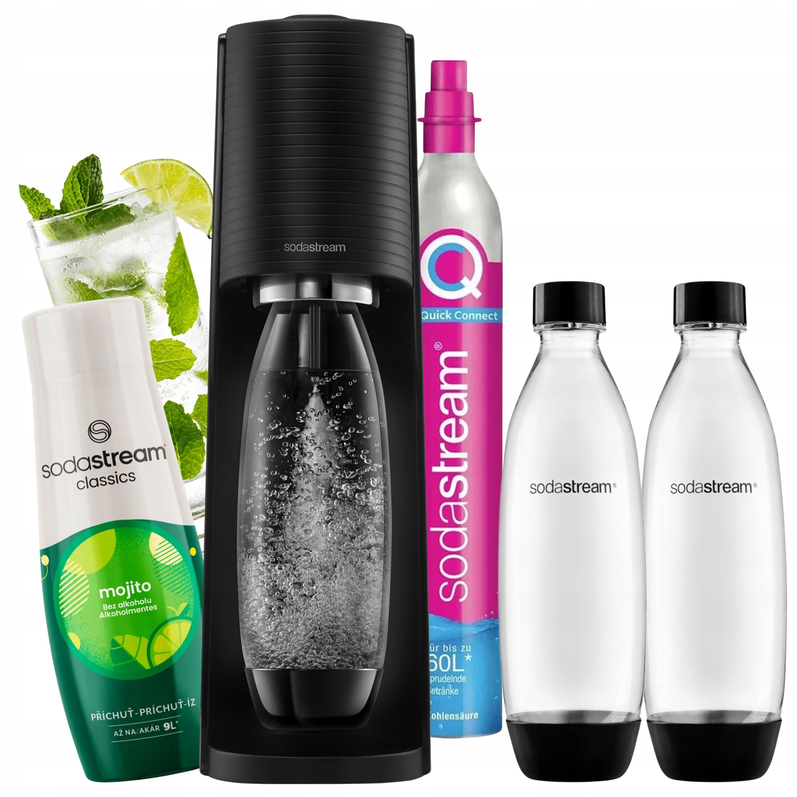 Výrobník sody SodaStream Terra 2 lahve 1 l sirup Mojito