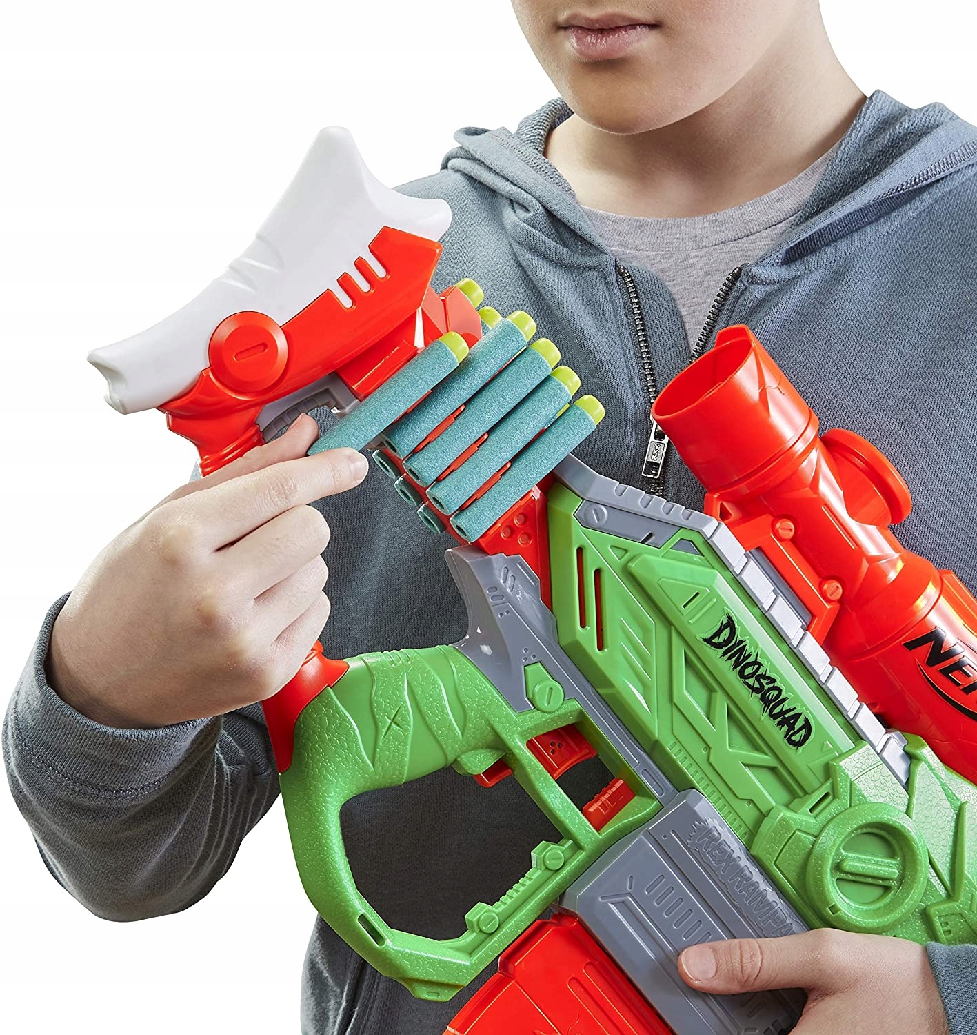 NERF DINO KARABIN REX AUTOMAT + MEGA DODATKI Seria DINOSQUAD