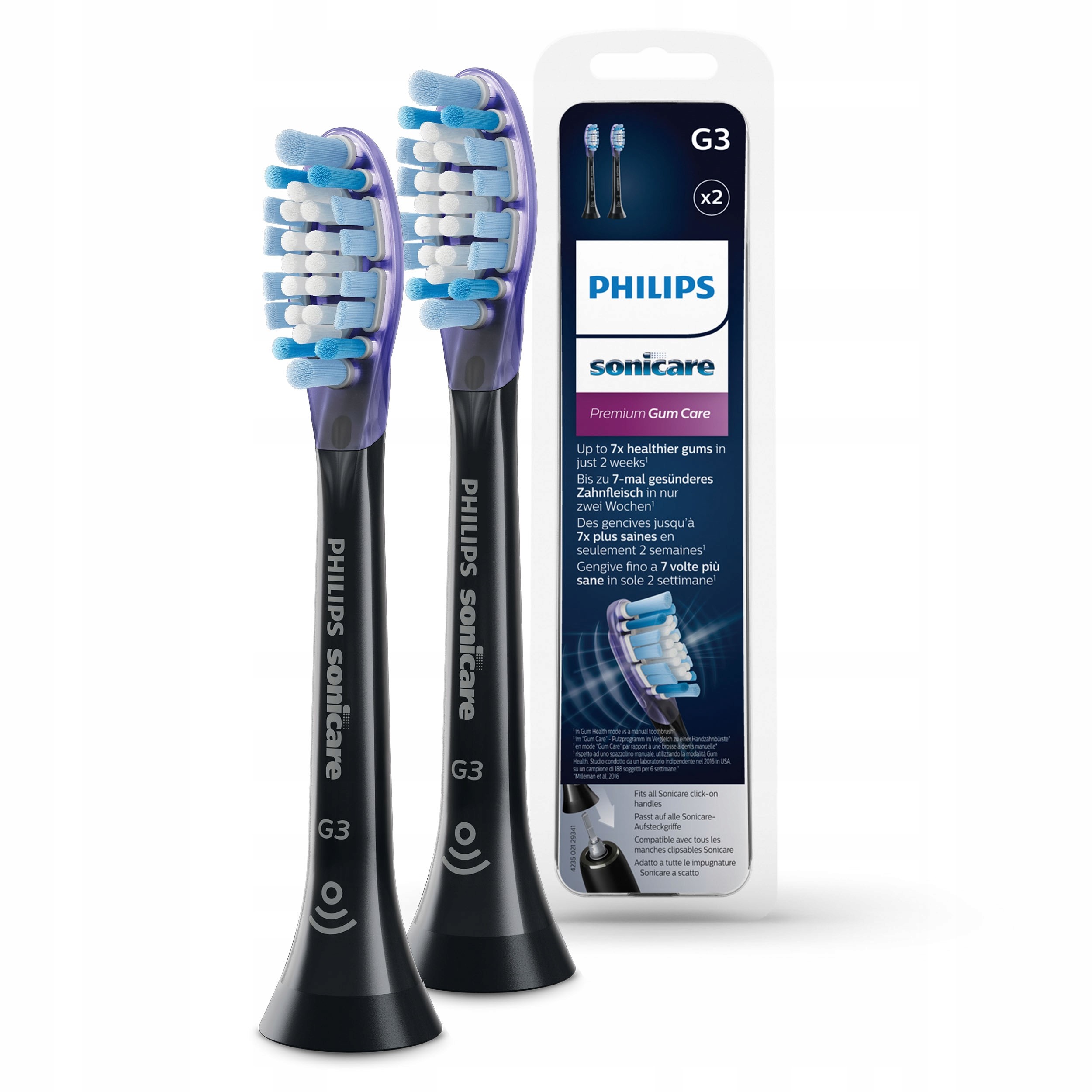 2x Końcówki Philips Sonicare G3 Premium Gum Care dziąsła czarne HX9052/33