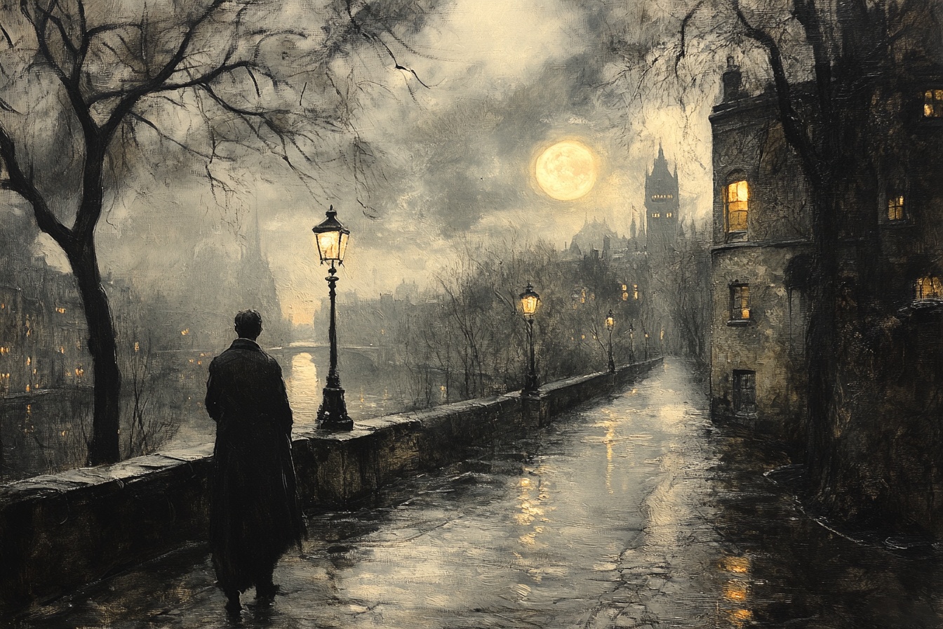 Obraz Na Plátně Canvas Město Anglie Řeka Měsíc Procházka Temnota Noc 120x80