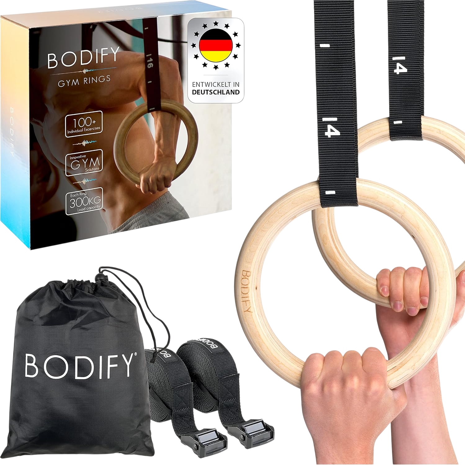 Kółka gimnastyczne Bodify – Drewniane do crossfitu i gimnastyki