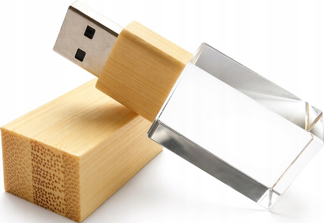 Ökológiai Usb memória 3.0 16GB Led háttérvilágítású üveg Ajándékdoboz