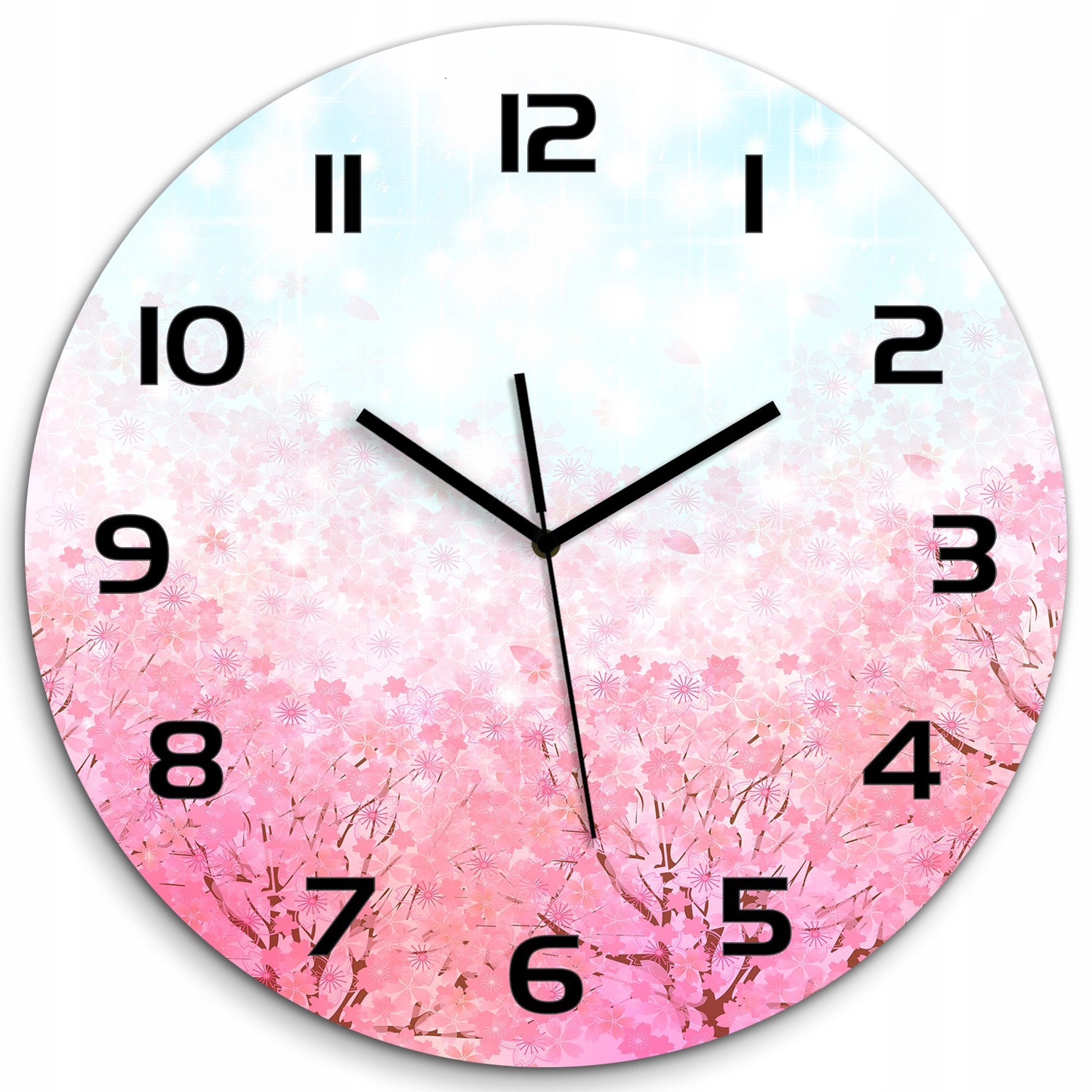 

Duży zegar ze szkła hartowanego Kwiaty wiśni fi 60