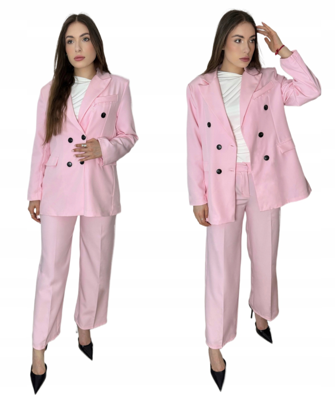Dámský Komplet Elegantní Sako A Kalhoty Klasická Růžová Unisize