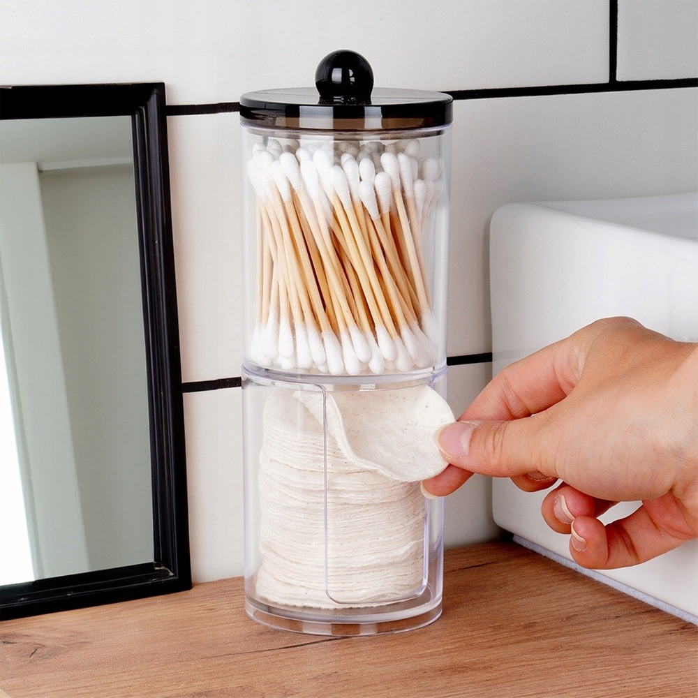 Pojemnik ŁAZIENKOWY organizer patyczki płatki kosmetyczne higieniczne 2w1 Materiał wykonania tworzywo sztuczne