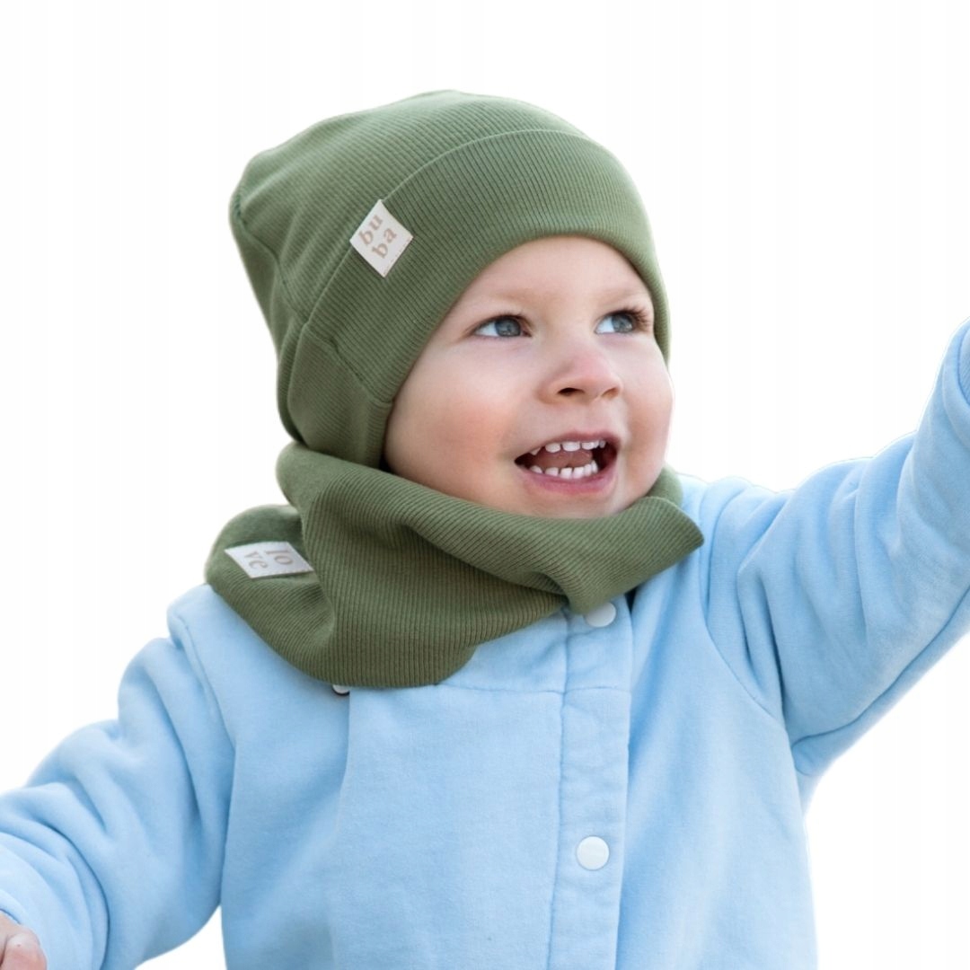 

Czapka wiosna-jesień z kominem - oliwka 56-60