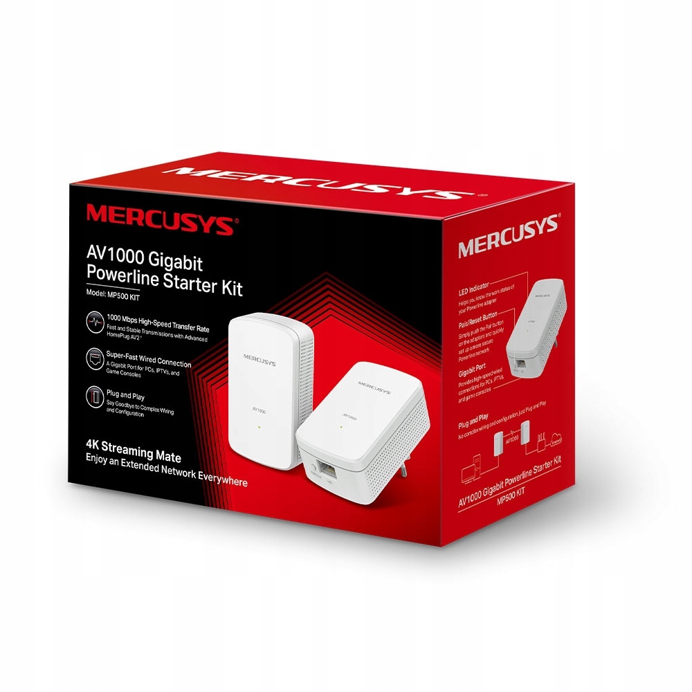 Powerline ethernet TP-Link Mercusys MP500 Kit 1000Mbps, AV2