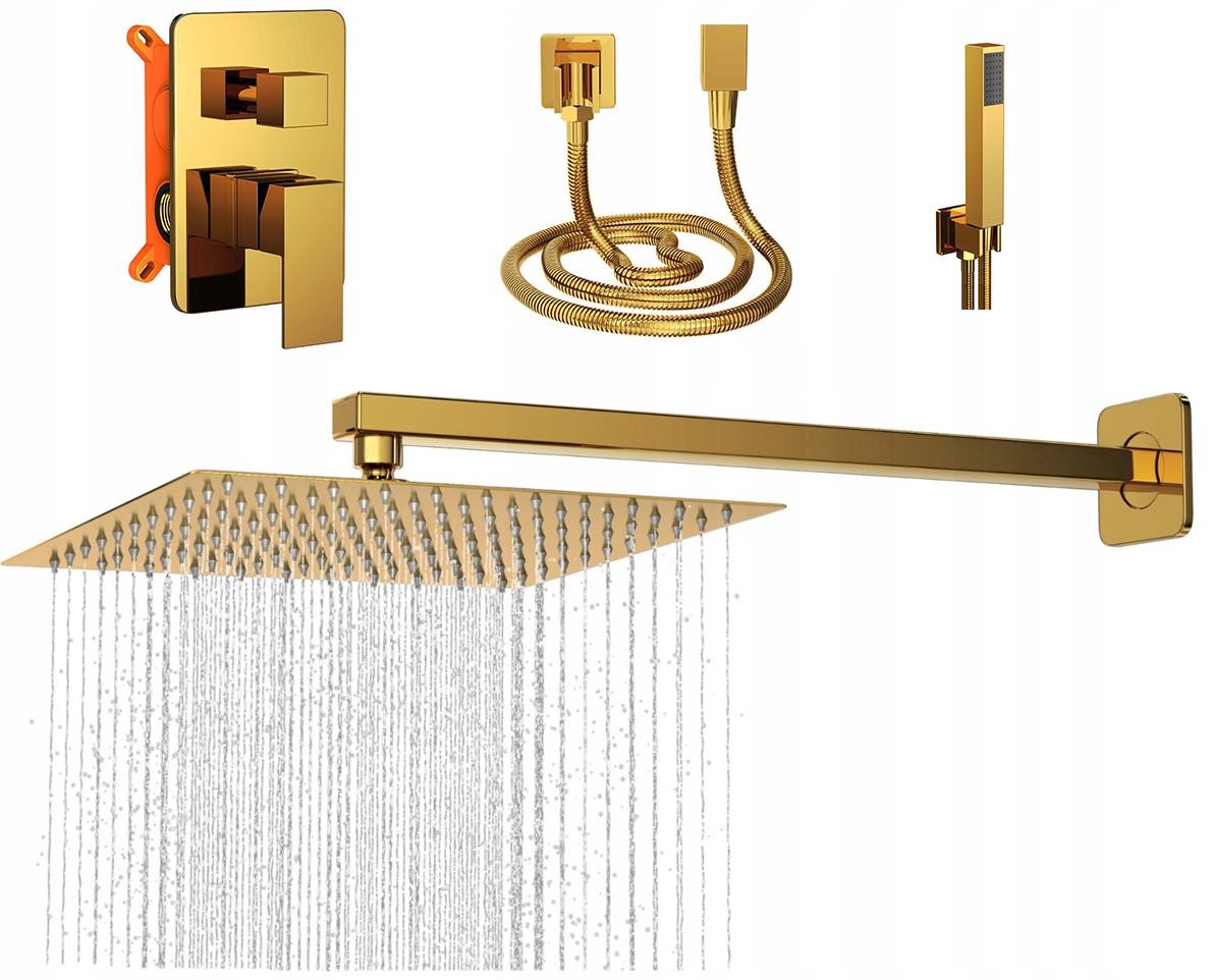 Zlatá Podomietková Sprchová Batéria Do Kúpeľne, Súprava Na Dažďovú Vodu Paje