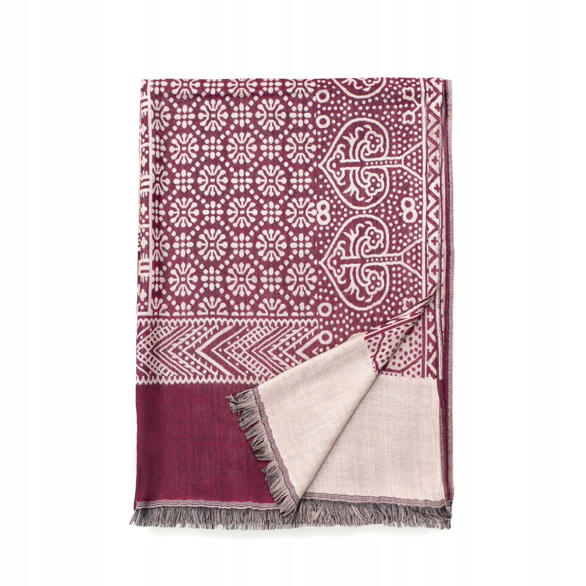 

Szal Bordowy Casualmodny Orientalny Szeroki Długi