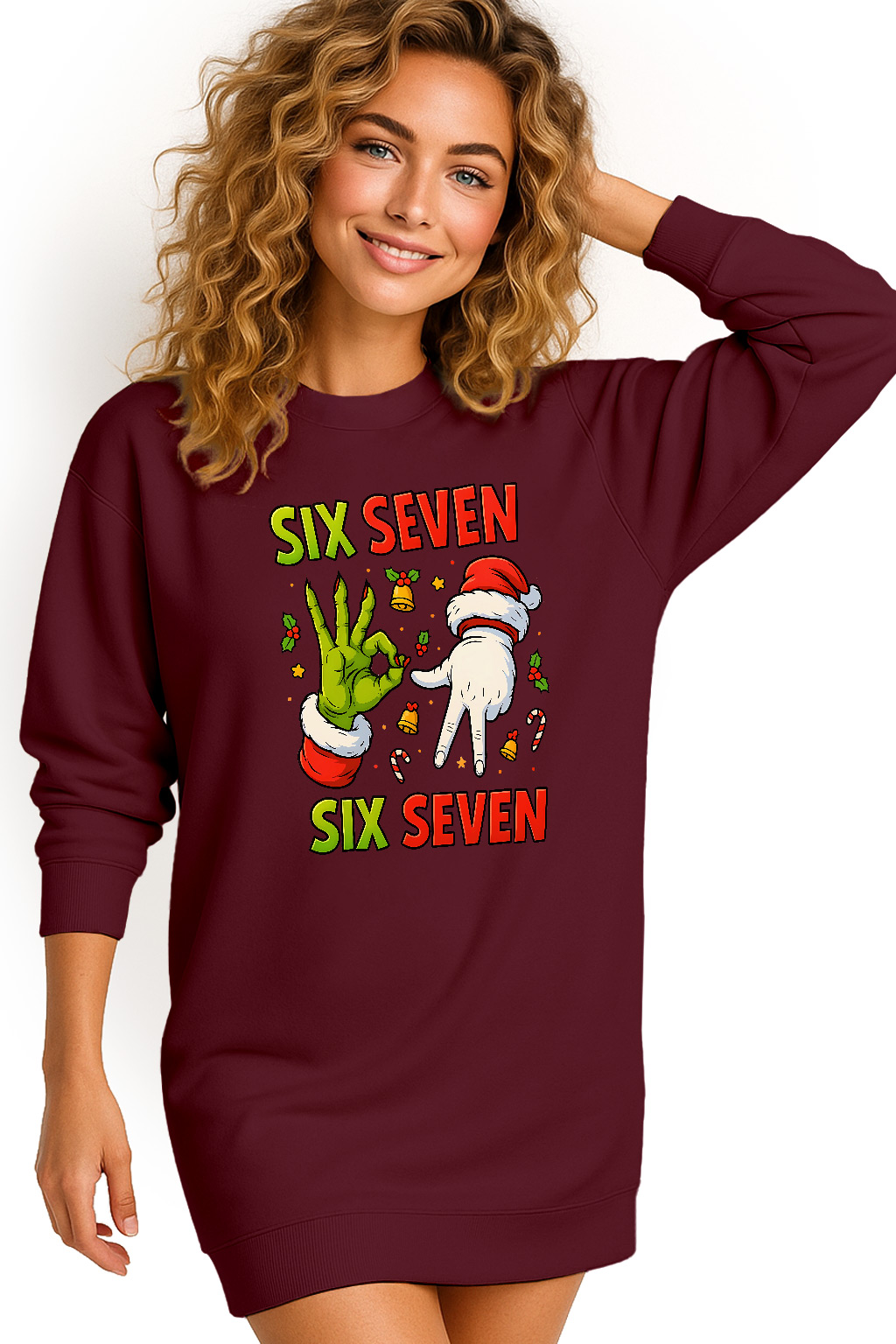 Mikina Vánoční Oversize Šaty Six Seven 67 Dárek Vánoce XXL