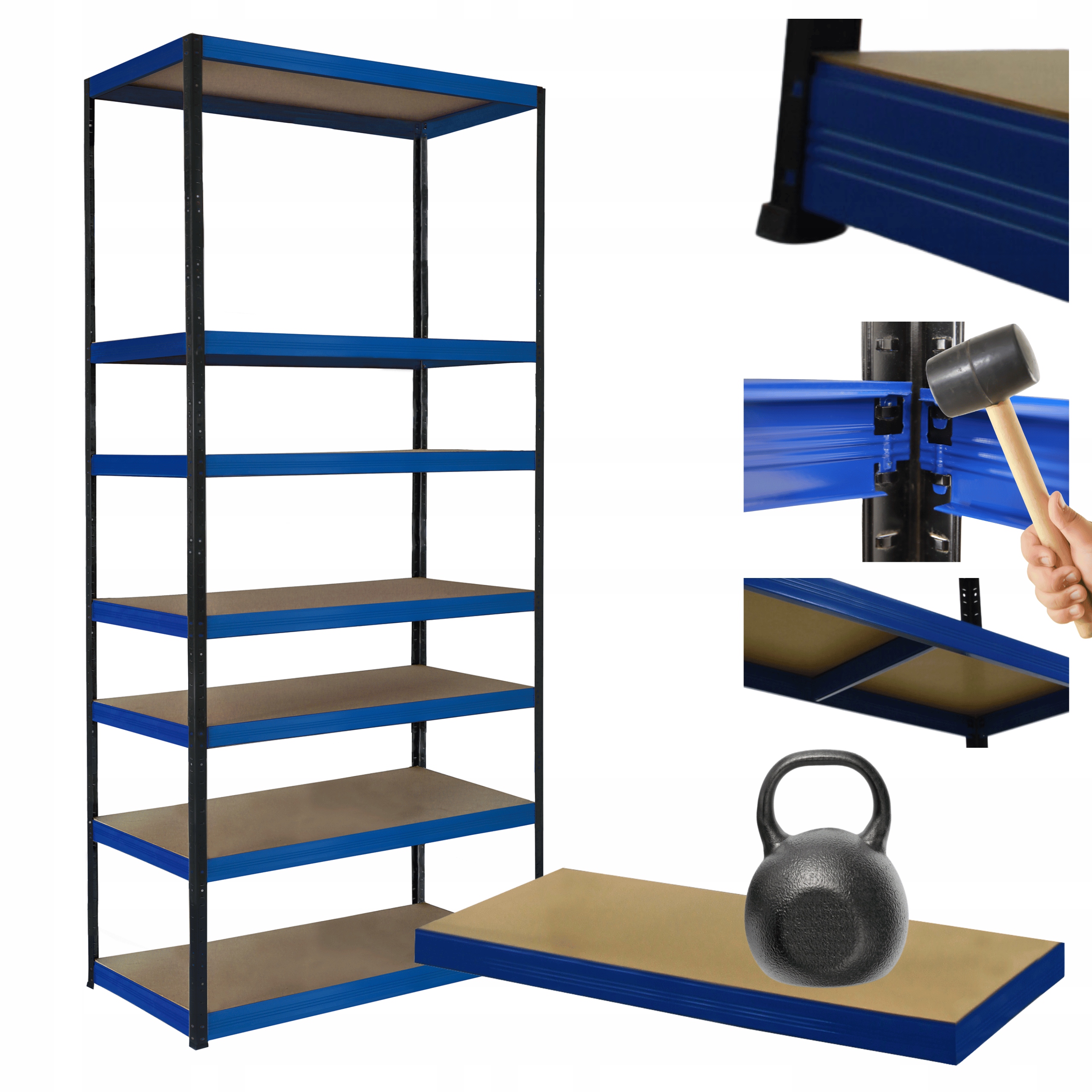 Kovový skladový regál Helios 270x100x50 cm 7Px175 kg, Trvanlivý, Vysoký