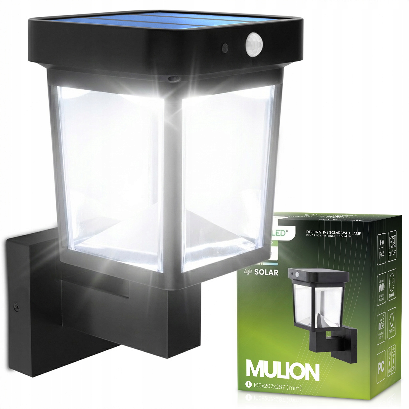 Venkovní solární Led svítidlo Velká zahradní fasádní lampa Senzor Pohybu