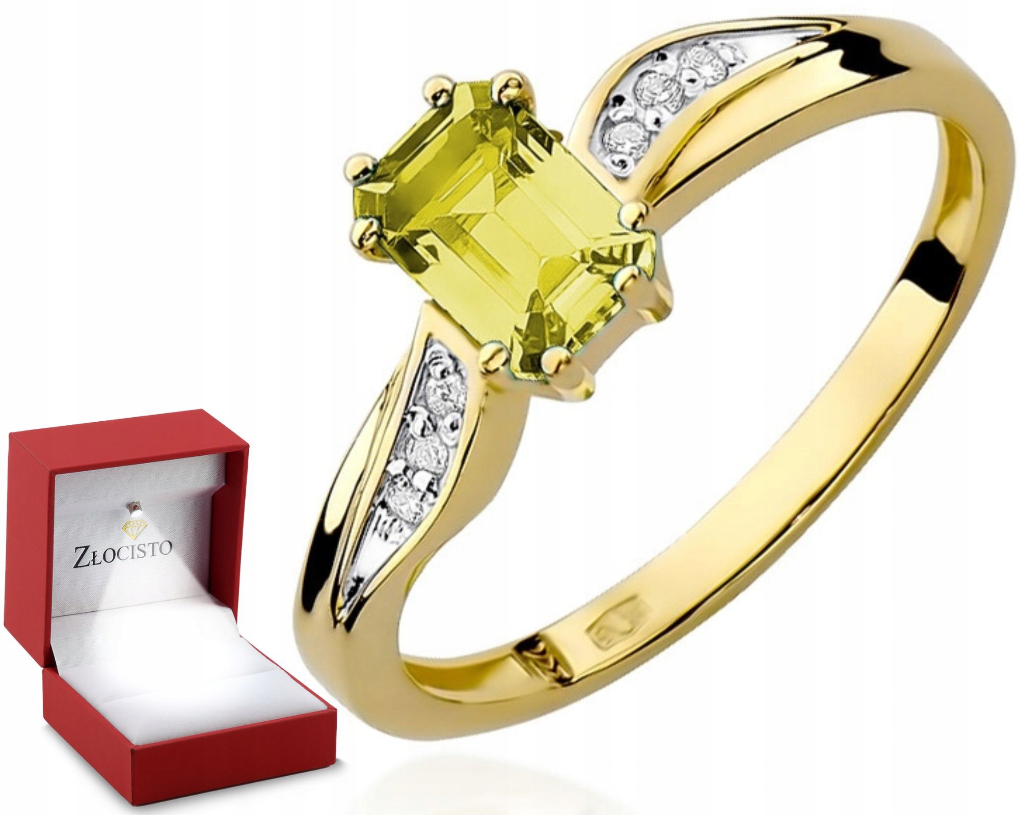 Zlatý prstýnek s Citronem a briliantem Gravírování Bonus