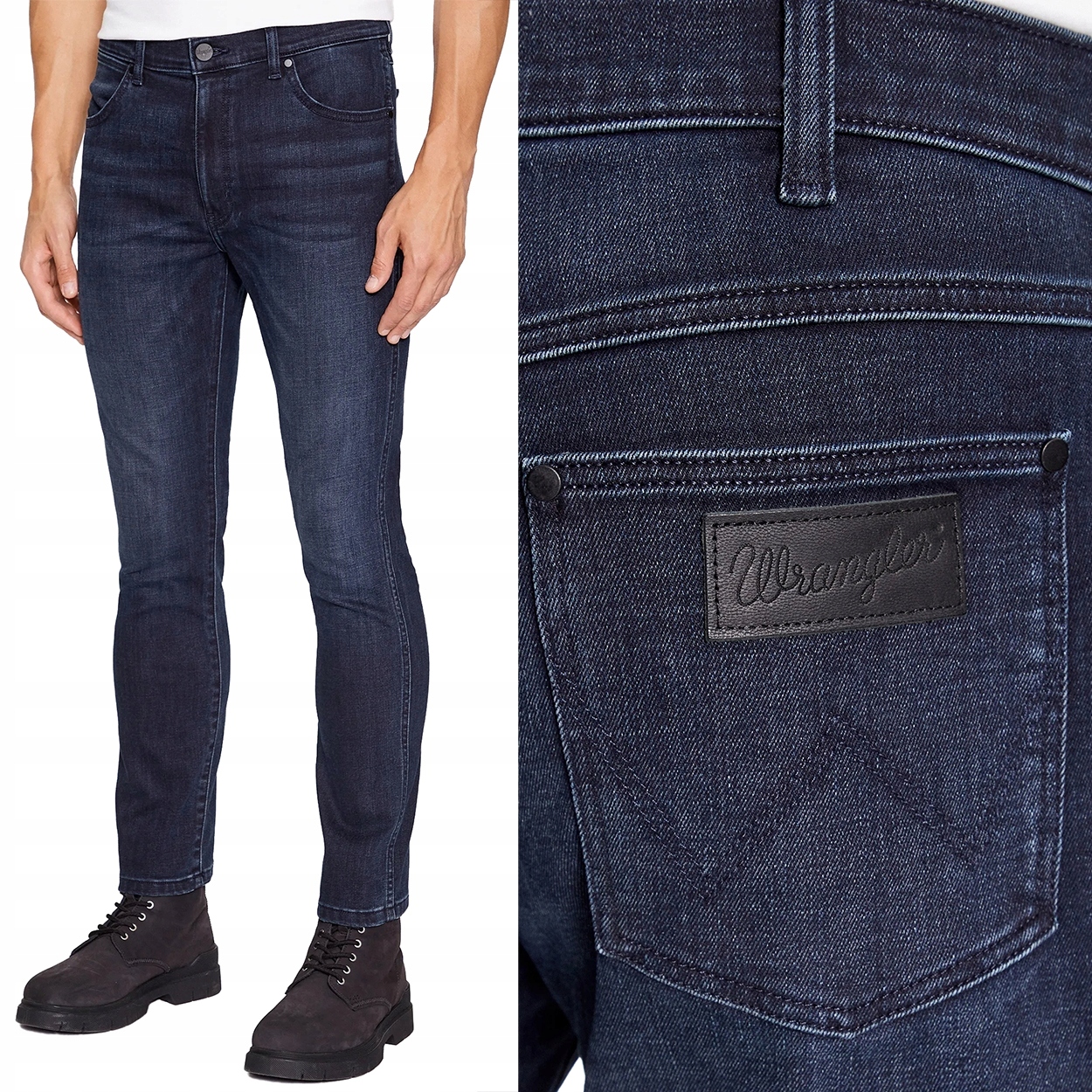 Wrangler Larston Dusky Night přiléhavé zateplené džínové kalhoty W33 L32