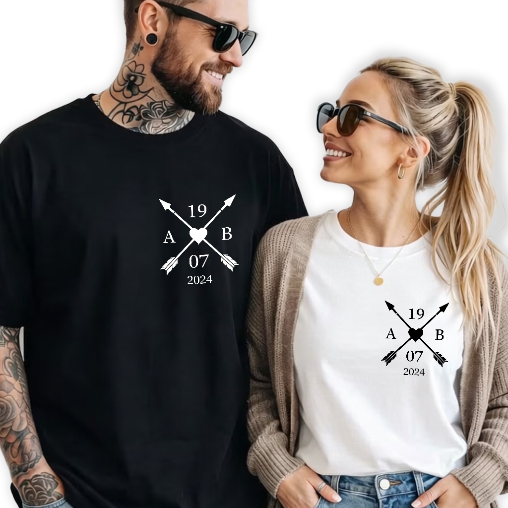 Sada triček pro pár Dárek k výročí písmenka & data Perso XL