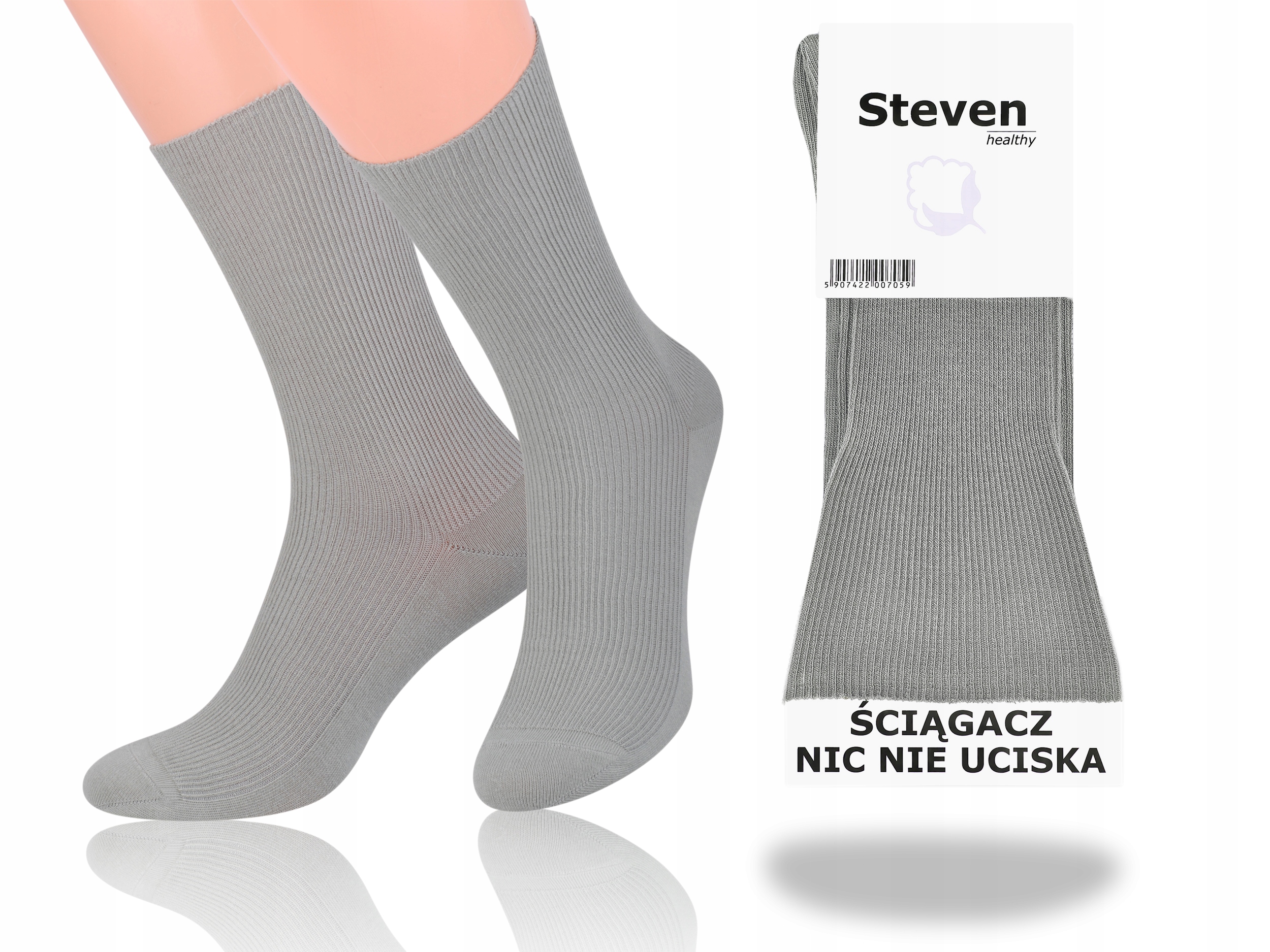 

Steven 018 Skarpety Bezuciskowe Szary 35-38