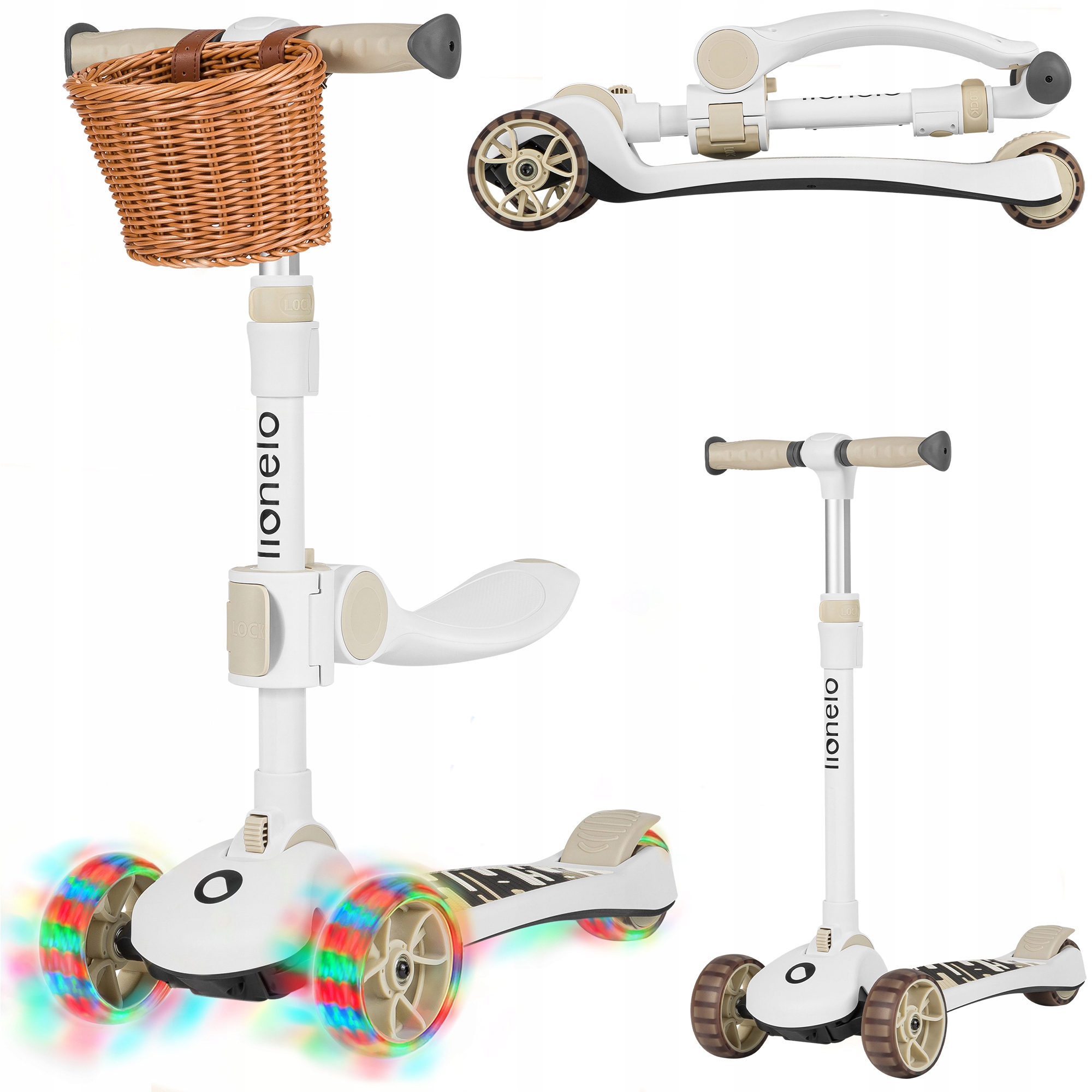 Hulajnoga składana Rowerek biegowy dla dzieci trójkołowy led Lionelo Franky