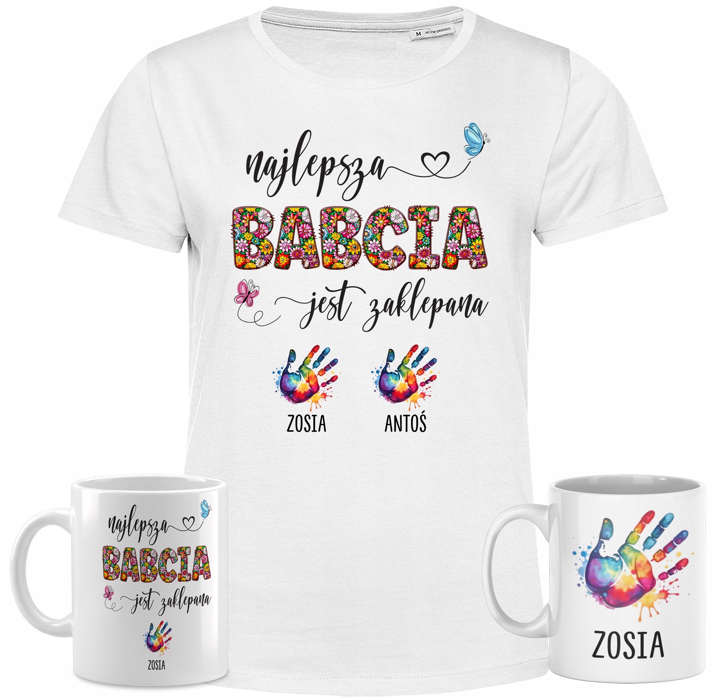 Tričko Na Den Babičky 2 Hrnky Pro Babičku A Vnučku/vnuka S Jmény Xs
