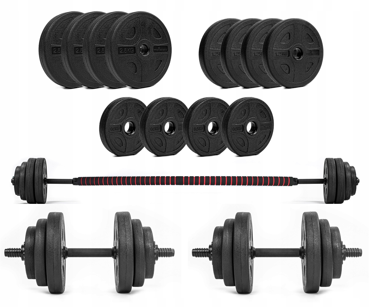 ZESTAW 20KG SZTANGA SKRĘCANA 2W1 DO TRENINGU OBCIĄŻENIA GRYF HANTLE 2X10 Marka Pretorians