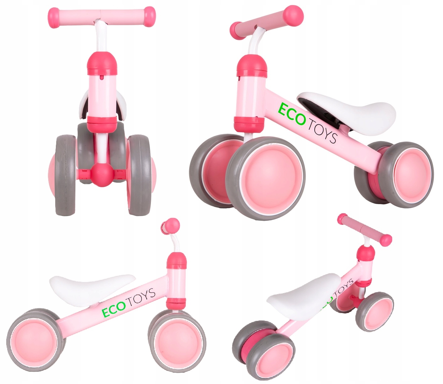 Mini Rowerek Biegowy Dla Dzieci Treningowy Ergonomiczne Uchwyty Różowy