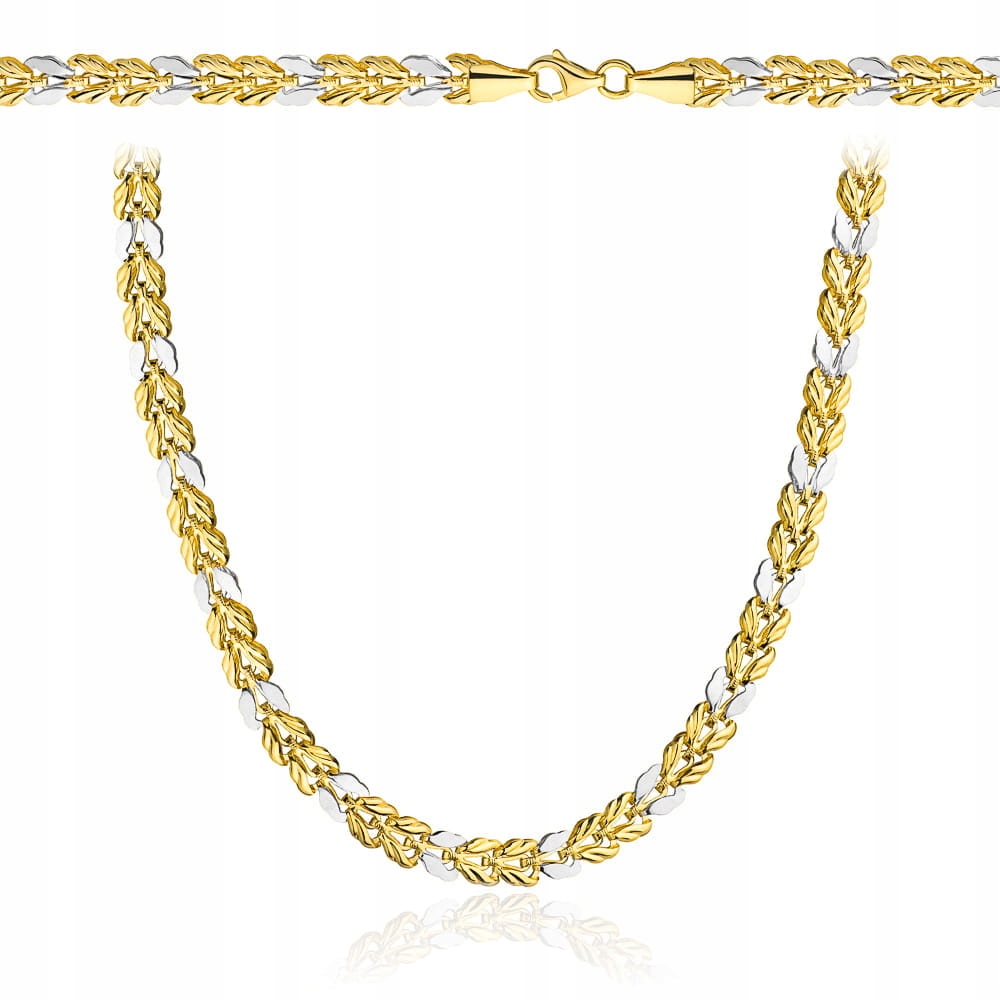 Zlatý pletený náhrdelník 585 ve Dvou barvách Zlata 50 cm Široký 9.07 g