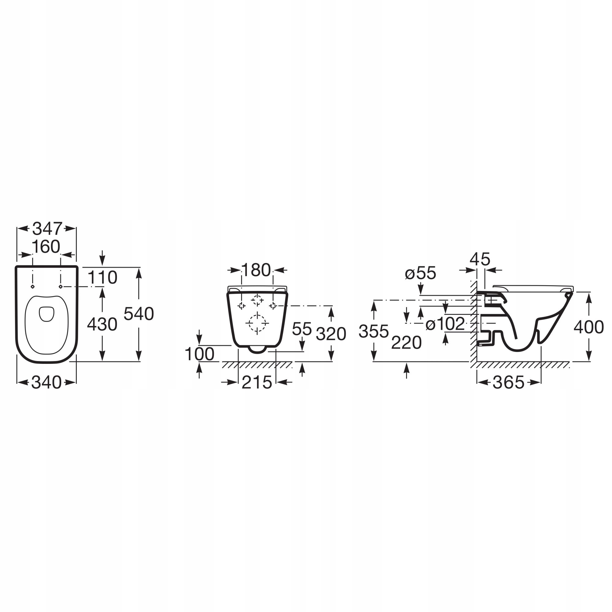 MISKA WC WISZĄCA RIMLESS Z DESKĄ SEDESOWĄ ROCA GAP Skład zestawu miska + deska