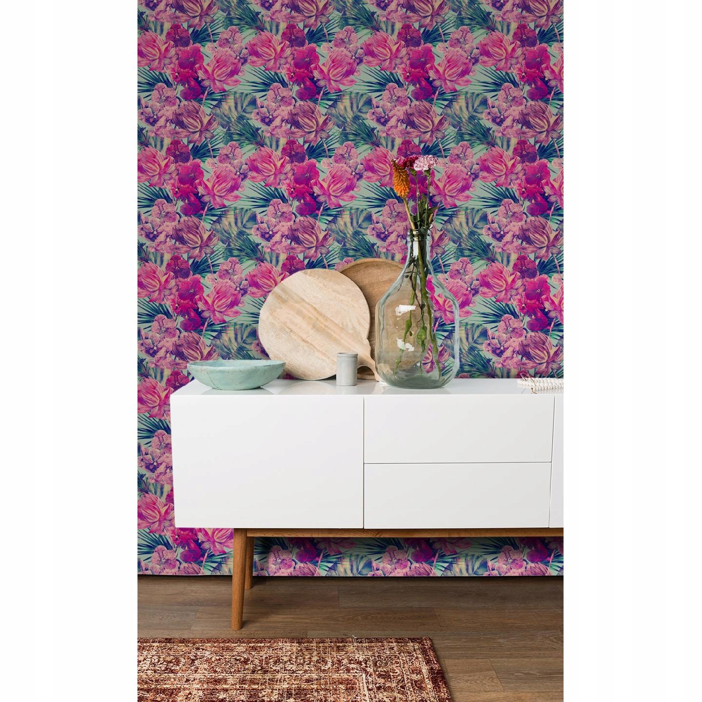 

Tapeta ścienna Różowe egzotyczne kwiaty 250x250 cm