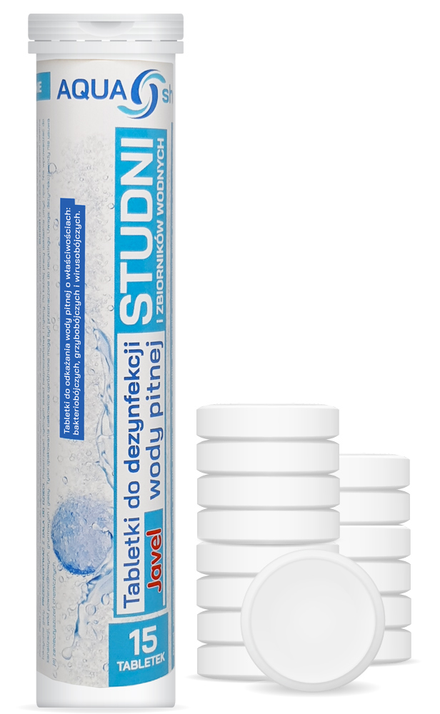 TABLETKI do UZDATNIANIA WODY PITNEJ JAVEL + STUDNI Pojemność 20 l