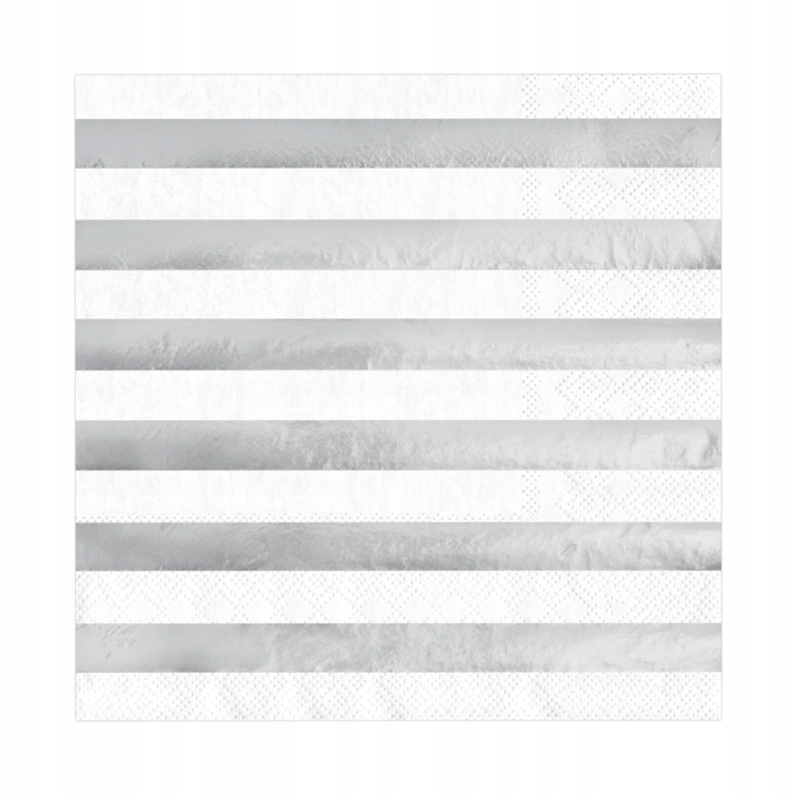 

Serwetki białe srebrne paski 10szt