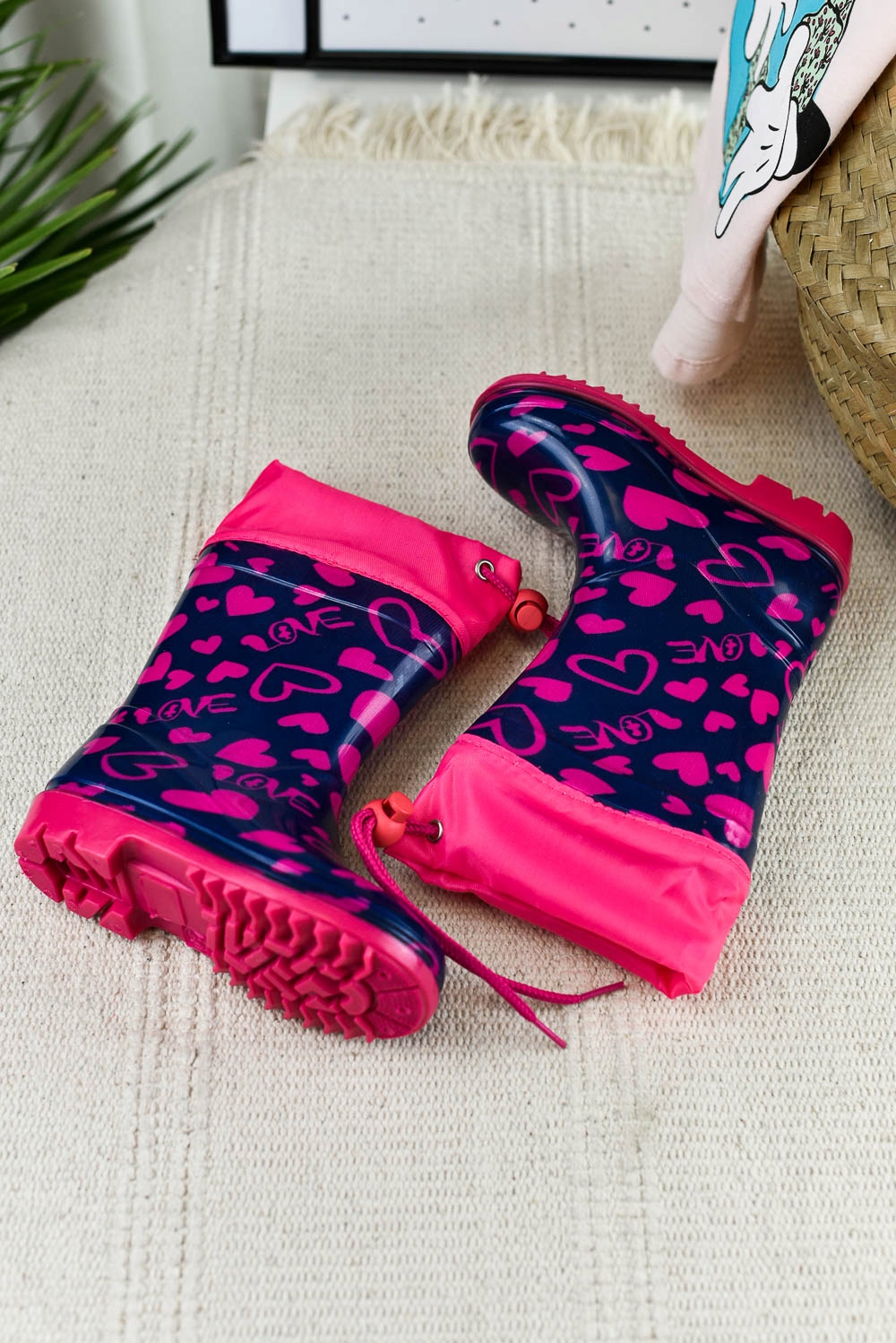 Kalosze dziecięce Serducha granatowo-różowe (29) Kolor wielokolorowy