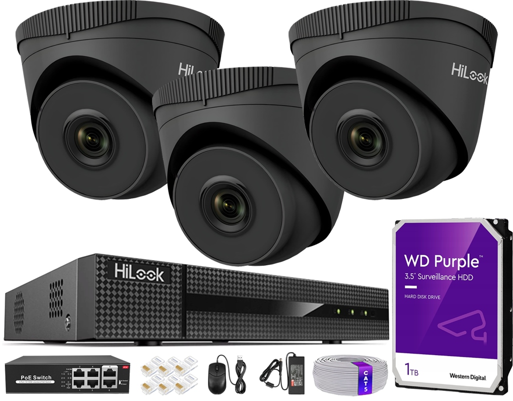 Sada na monitorovanie krútenej dvojlinky pre 3 kamery 5Mpx Deň/Noc Aplikácia Detekcia