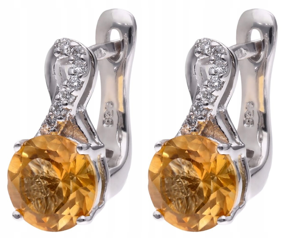 Stříbrné náušnice Ag 925 citronů s diamantem CVD-3441-E-CI