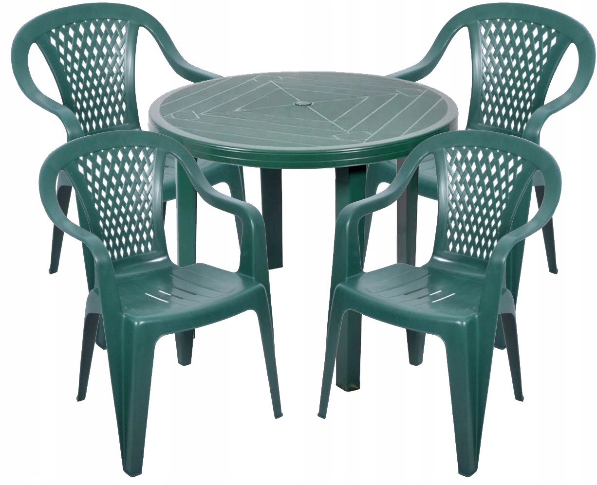 4+1 ZESTAW MEBLI OGRODOWYCH KRZESŁA STÓŁ ZIELONY