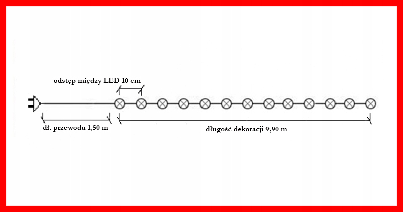 LAMPKI CHOINKOWE GWIAZDKI 100 LED 10m ZEWN. CIEPŁE Waga produktu z opakowaniem jednostkowym 1 kg