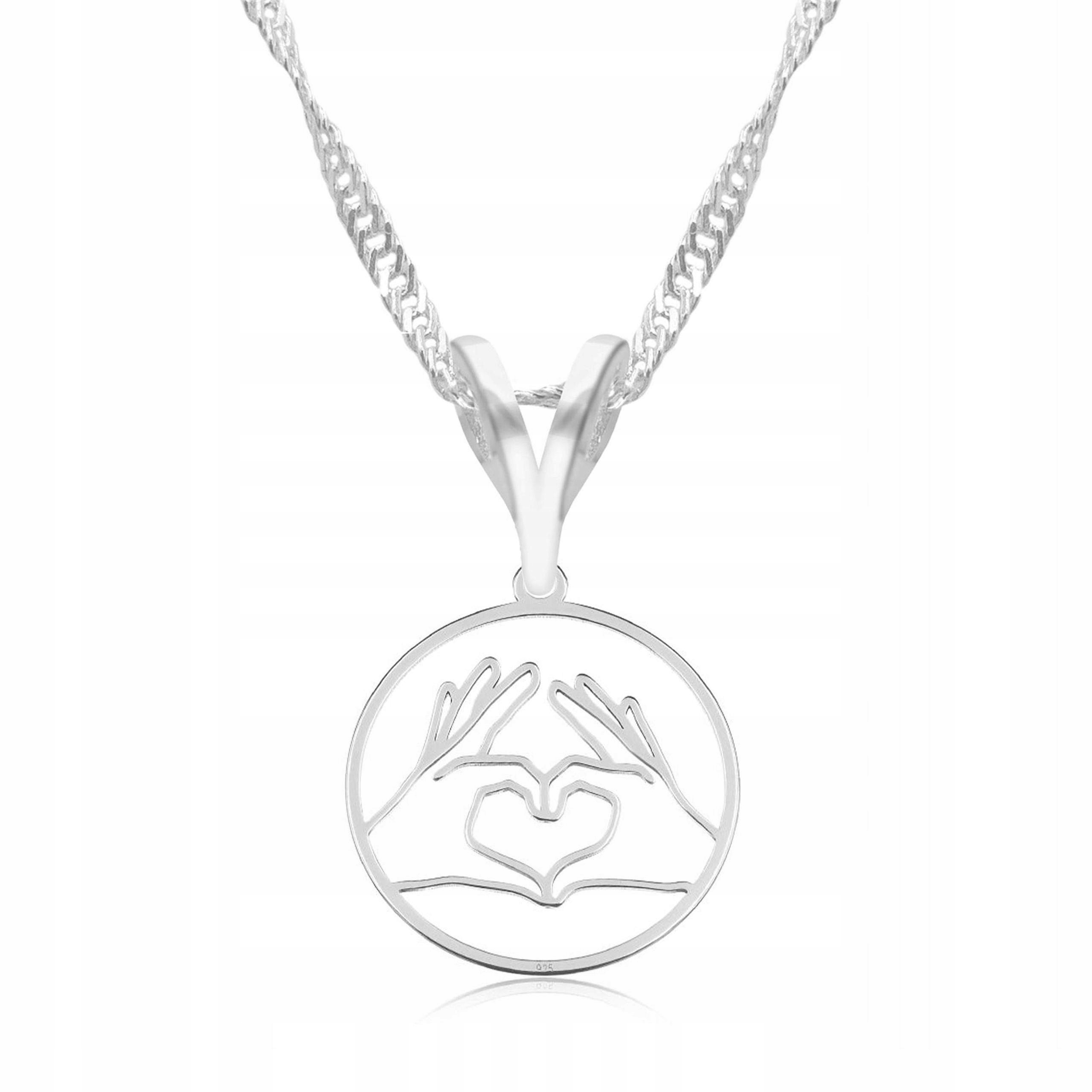 Stříbrný náhrdelník Srdce Ruce Srdíčko Láska Ruka Srdce Stříbro 925