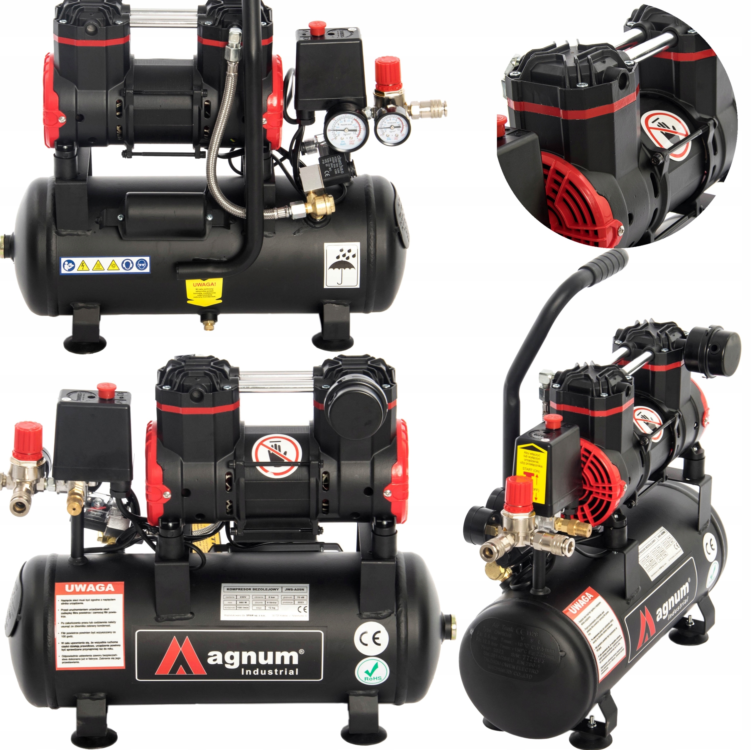 Bezolejový Kompresor JWS-A09 N 9 l 8 bar Nádrž 9 l Magnum