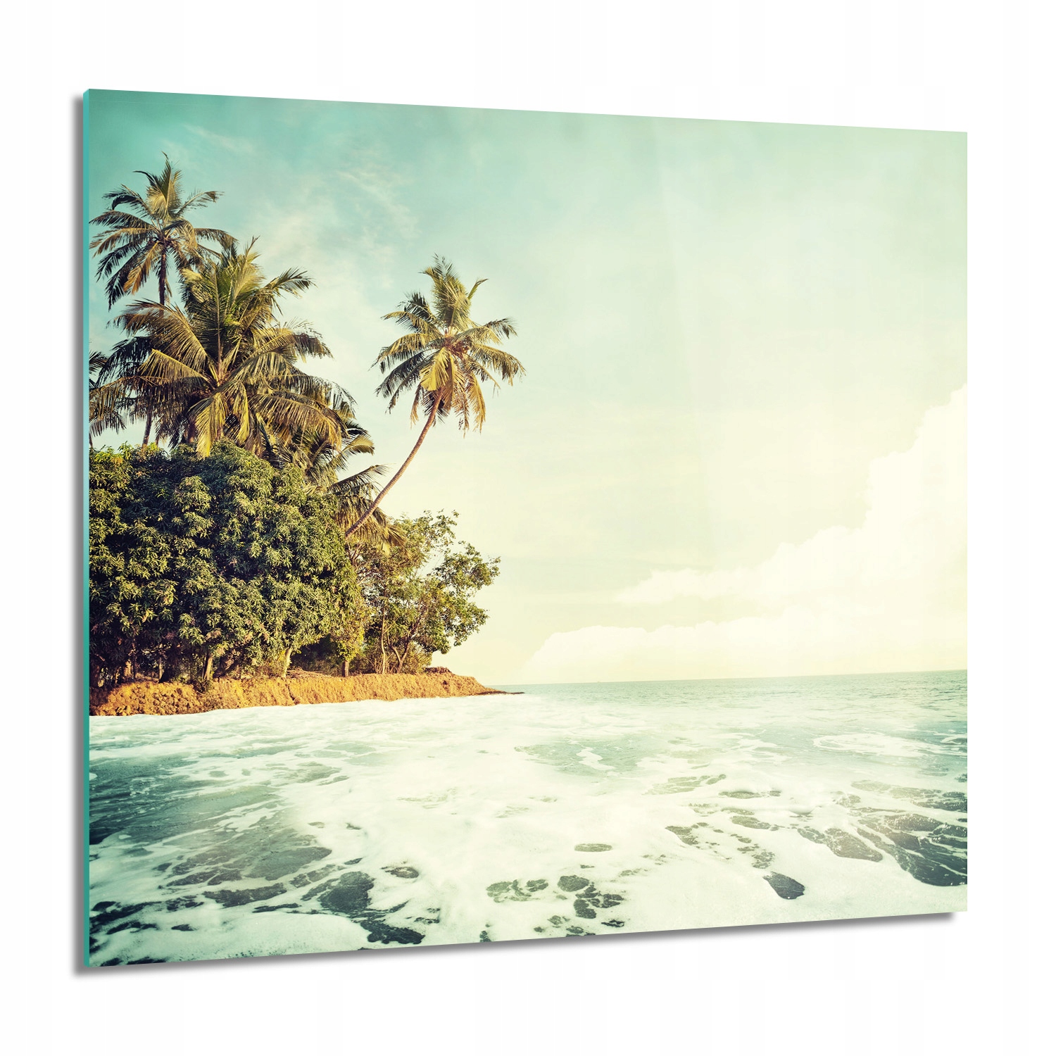 Moře vlny palmy do koupelny Skleněný obraz 60x60