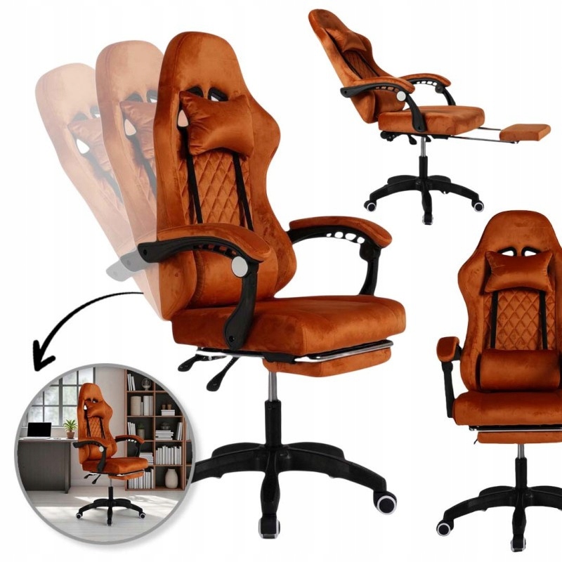 Otočné křeslo Grind s podnožkou a masážním přístrojem, velur KO36M