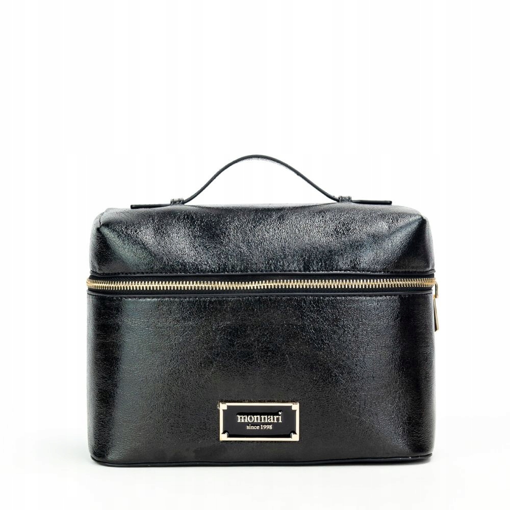 Czarna Kosmetyczka Etui Monnari Duża Z Uchwytem Połyskująca