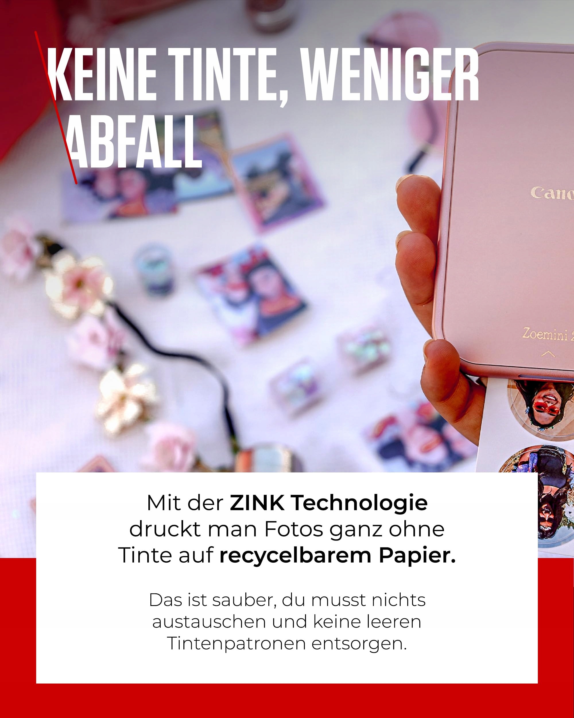 CANON Zoemini 2 Mobile Photo Printer Pink ZINK 30 Sheets — miniatura 5